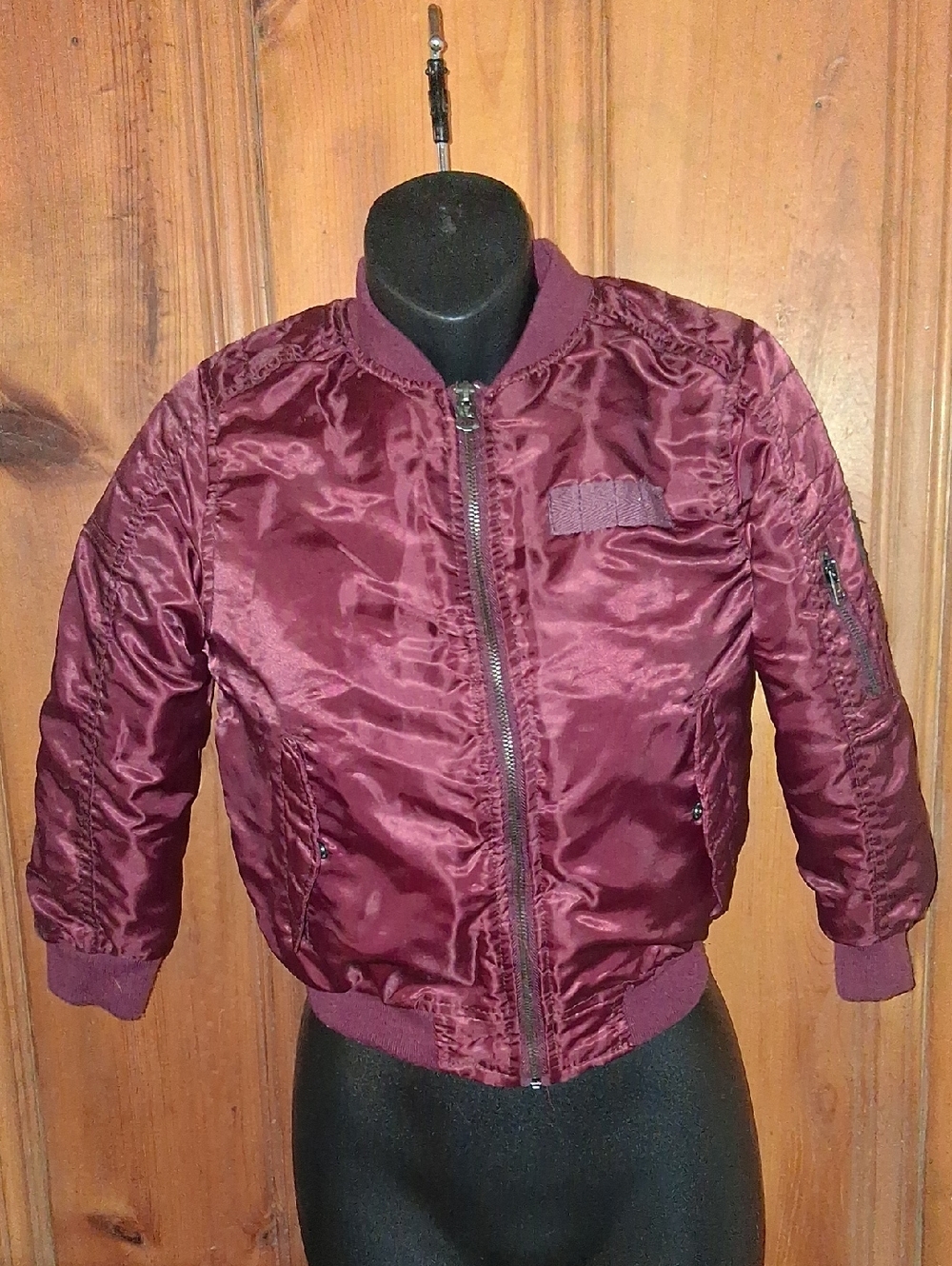 South Pole Kids Puffer Bomber Jacket - Burgundy